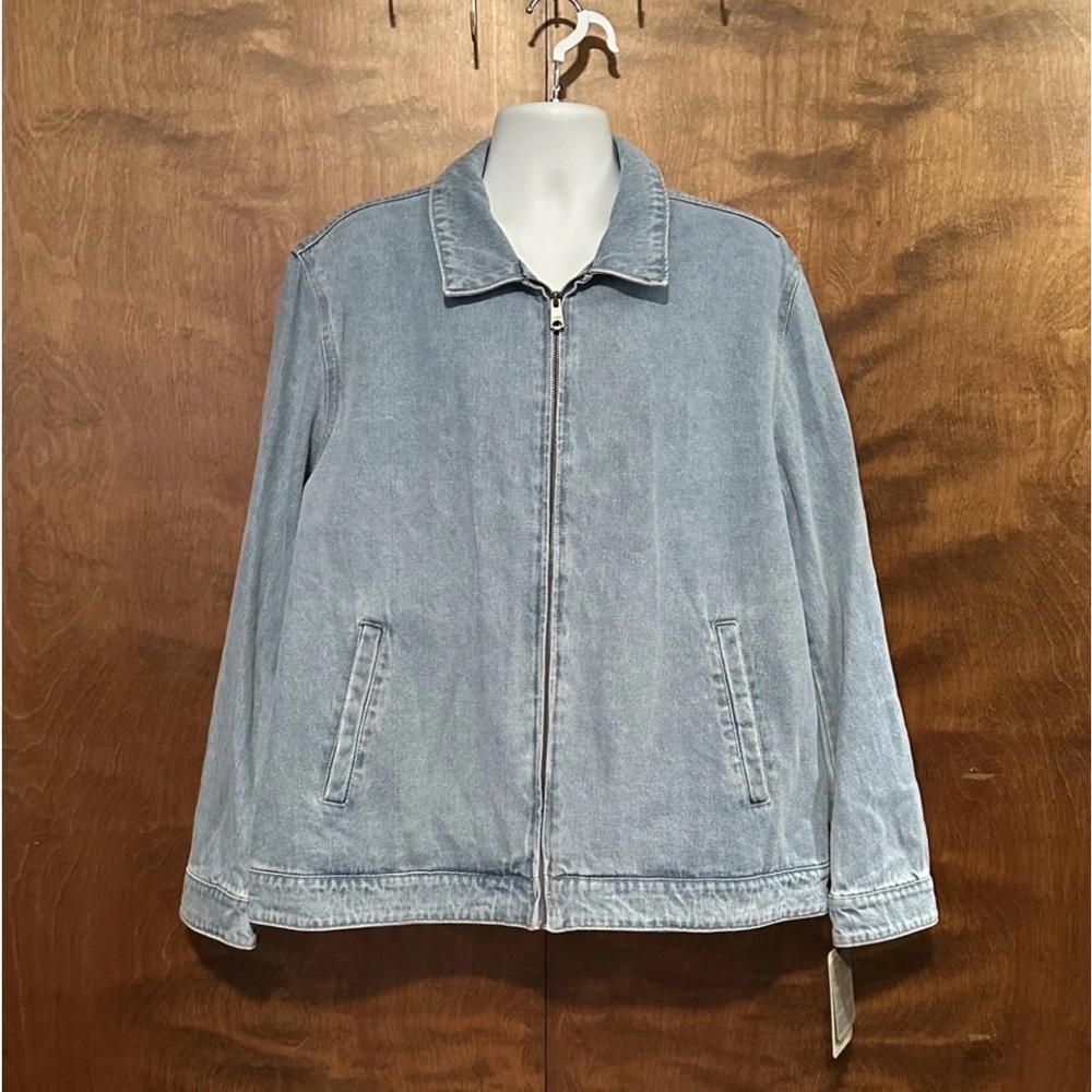 Levi's Full Zip Denim Fall Bomber Jacket Mens XXL Light Wash Long Sleeves Cotton